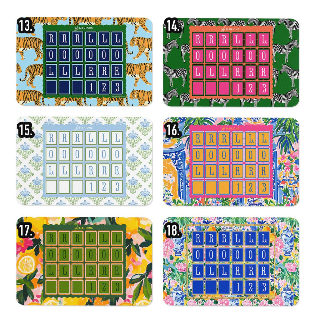 Mahjong Solo Practice Mats, Neoprene, Mix-n-Match Designs: Design #3
