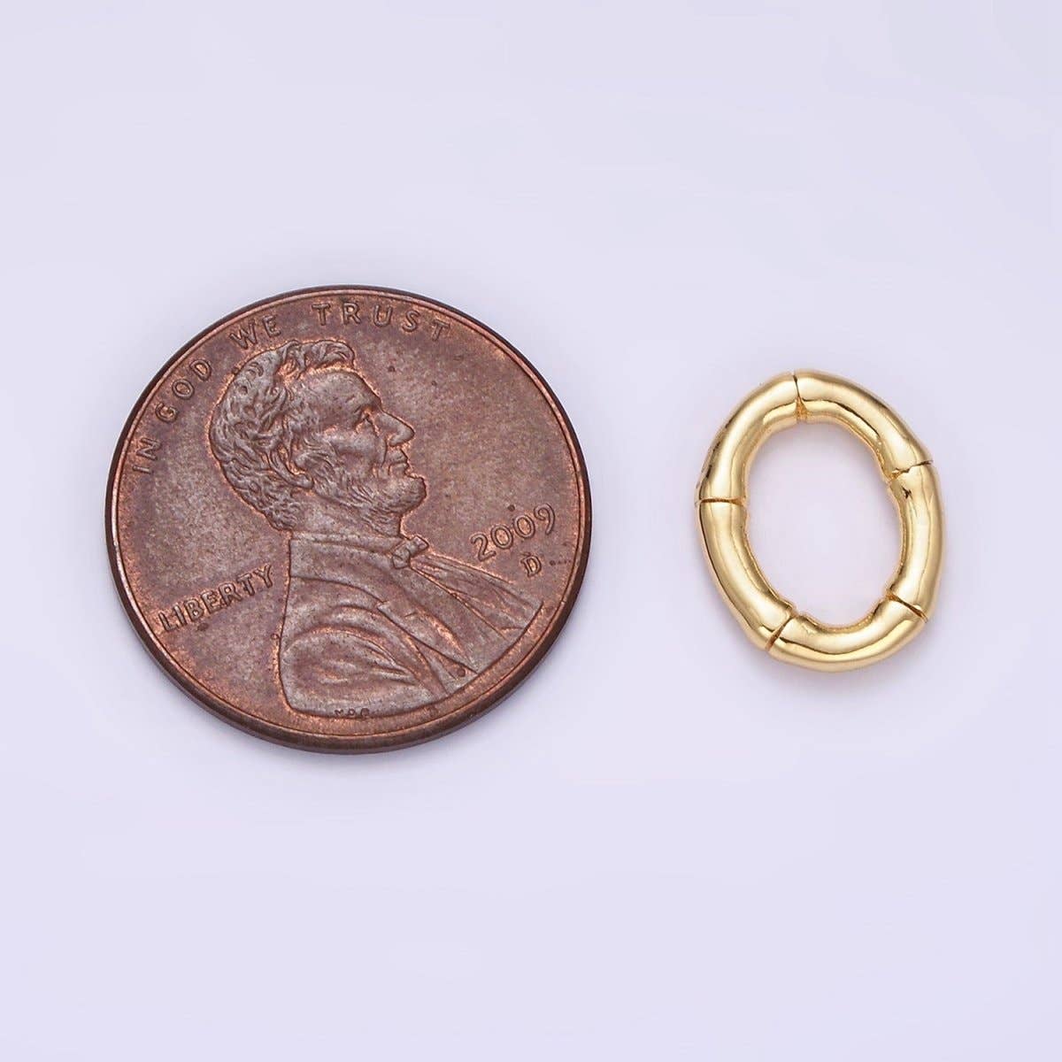 14K Gold Filled 12mm Bamboo Oval Link Minimalist Findings Supply | Z576