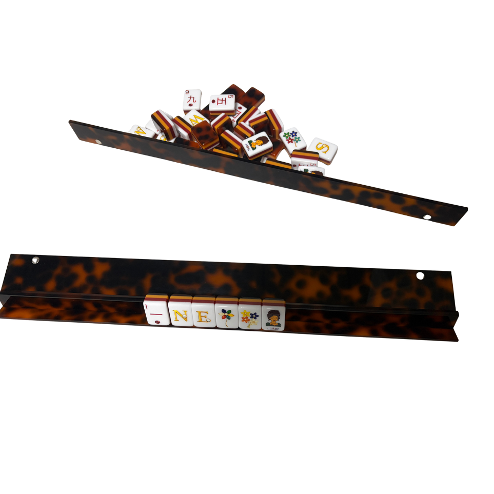 Luxury Handmade Tortoise Shell Acrylic Mahjong Racks and Pushers Set of 4: Tortoise Shell