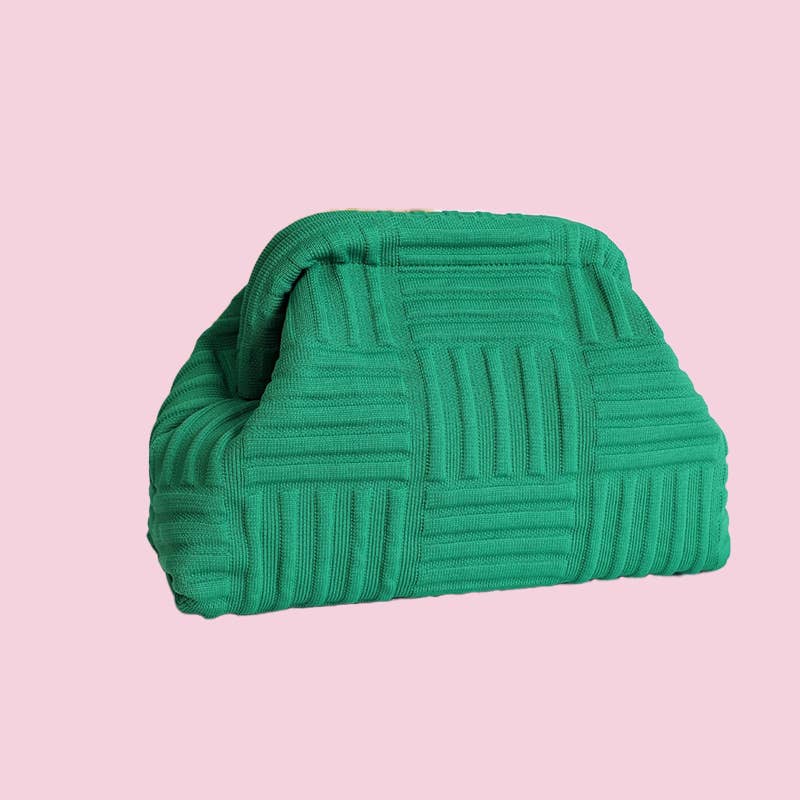 Clutch Bag Green Wave Knit