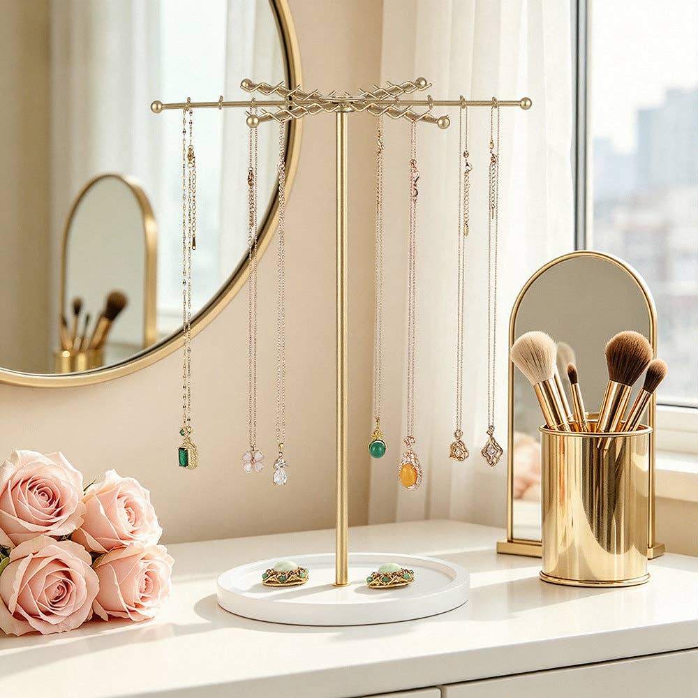 Rotating Jewelry Organizer Stand – 48-Hook Necklace & Bracelet Holder