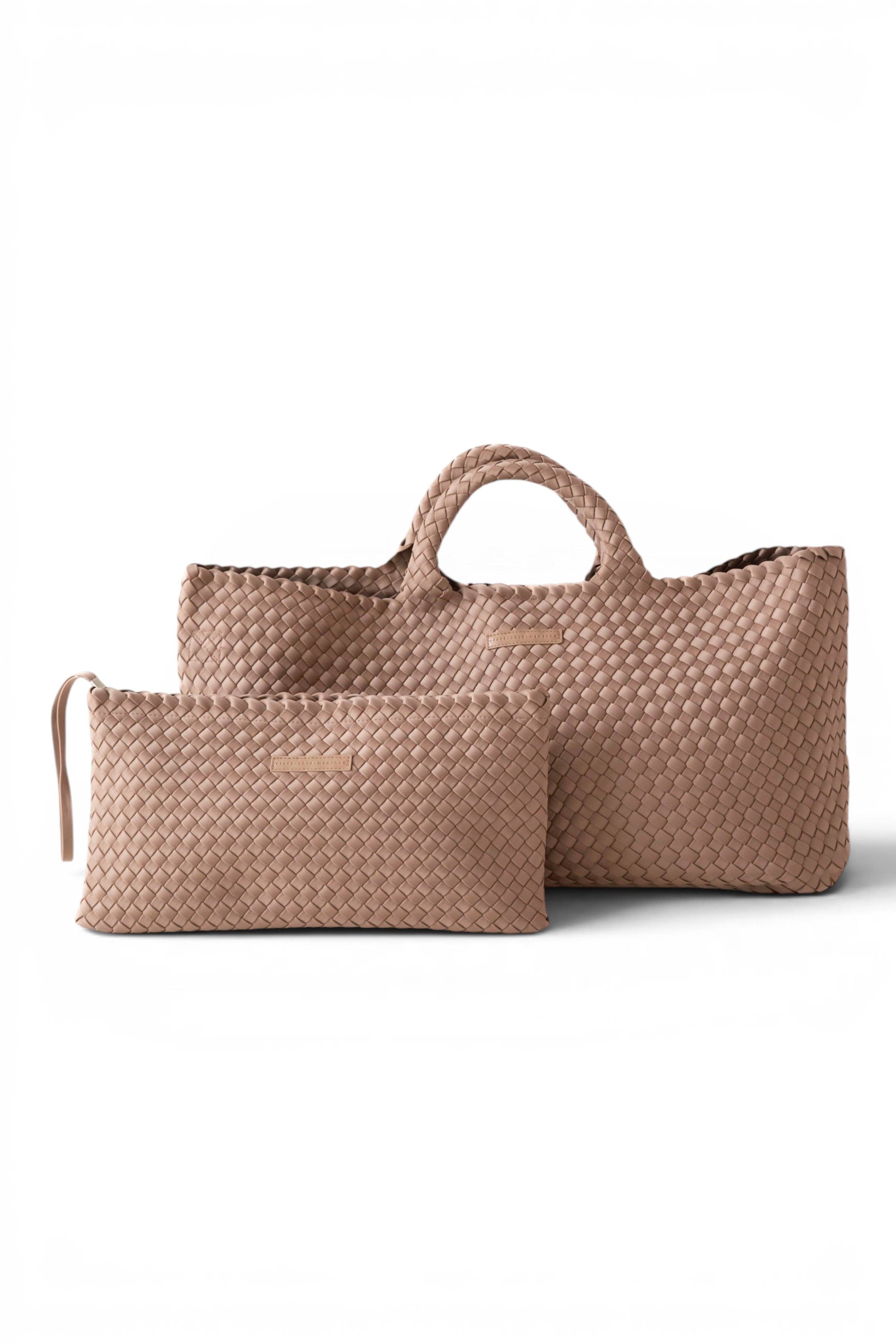Mahjong Bag - Woven Carryall with Matching Tile Pouch: Light Blue