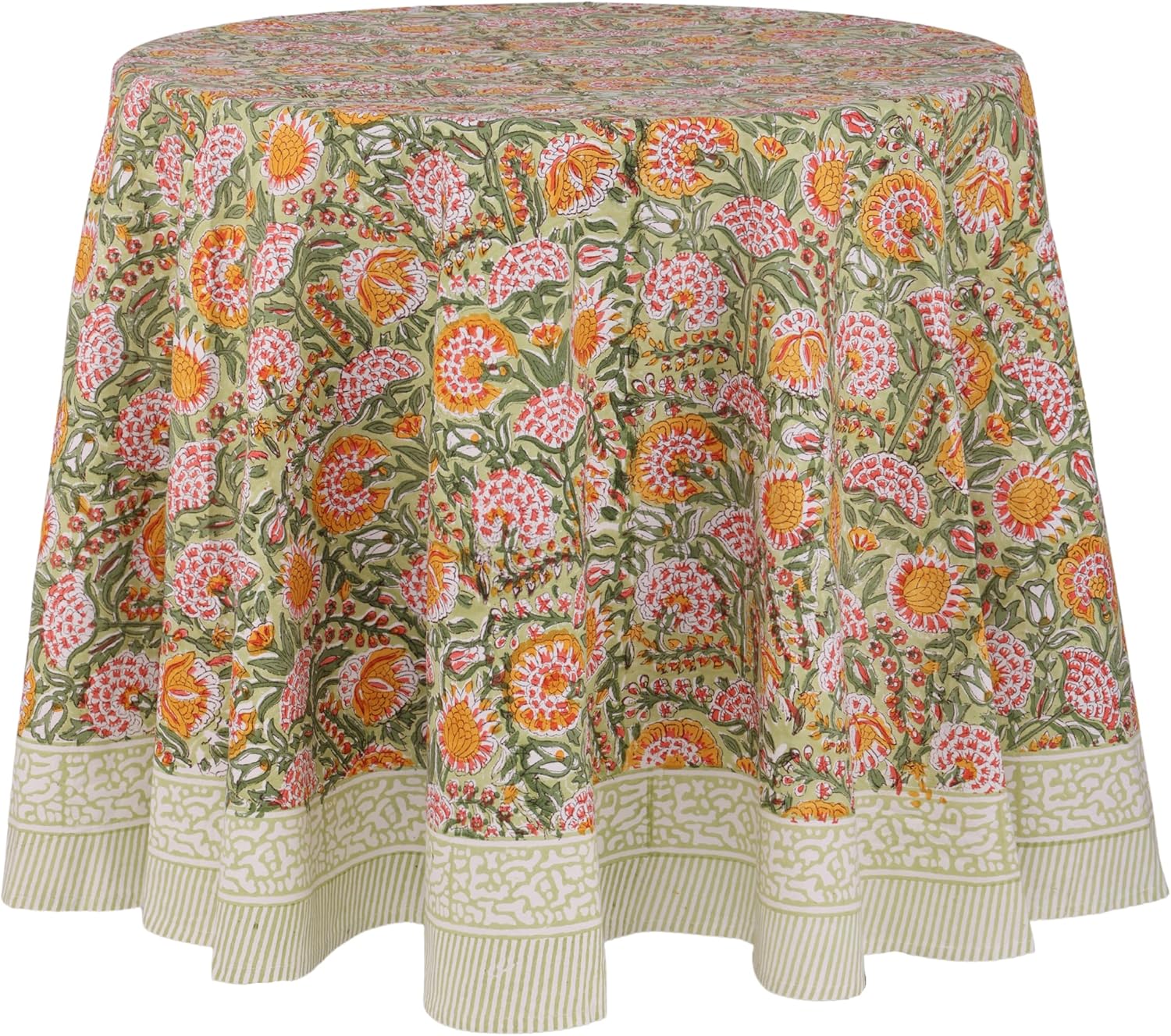 Clover Green 90" Floral Linen Tablecloth