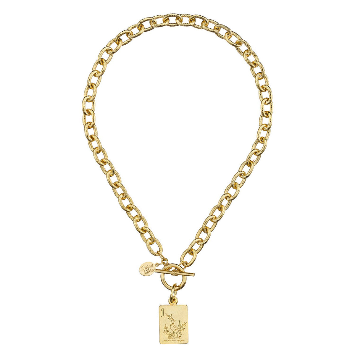1 Bam Bird Mahjong Tile Toggle Necklace