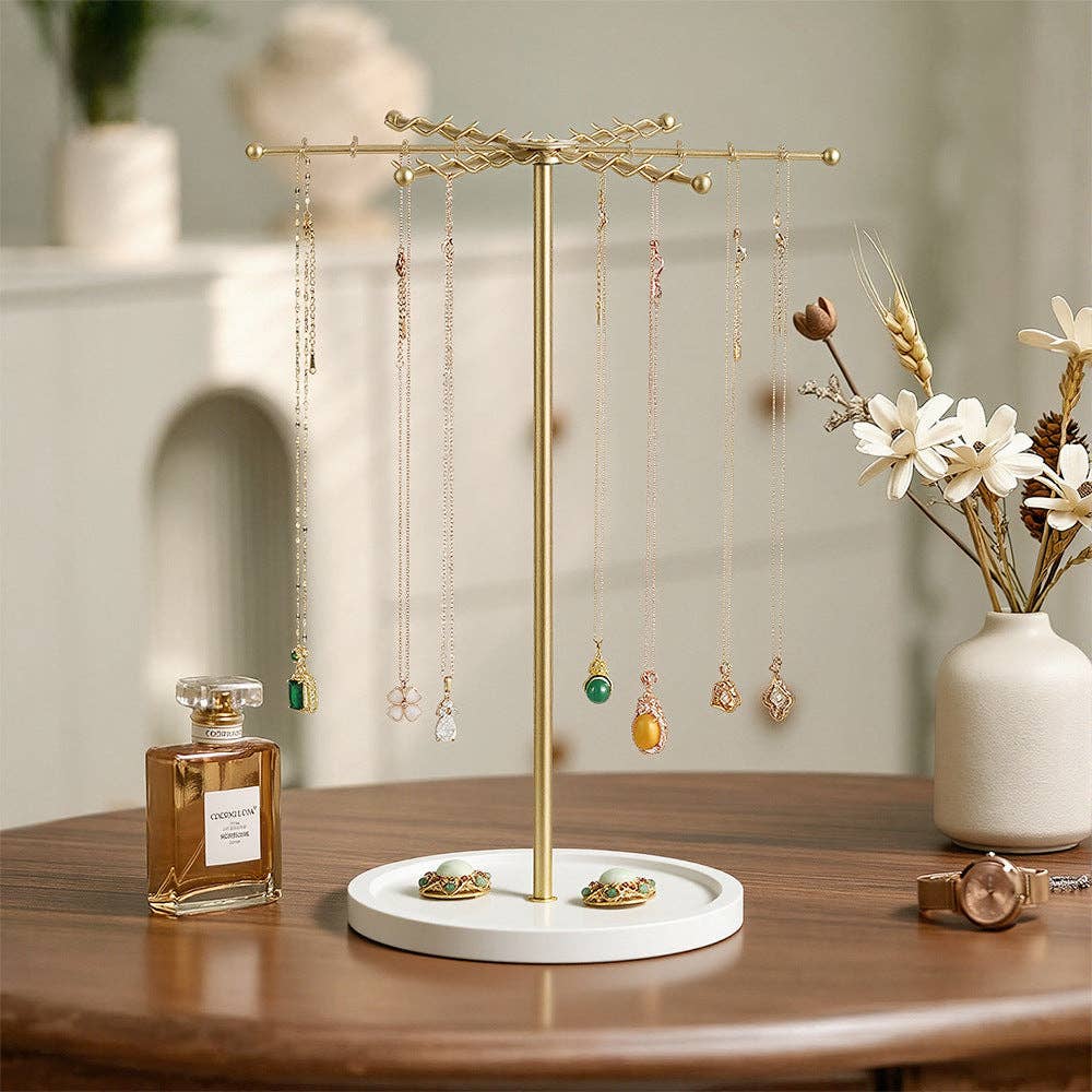 Rotating Jewelry Organizer Stand – 48-Hook Necklace & Bracelet Holder
