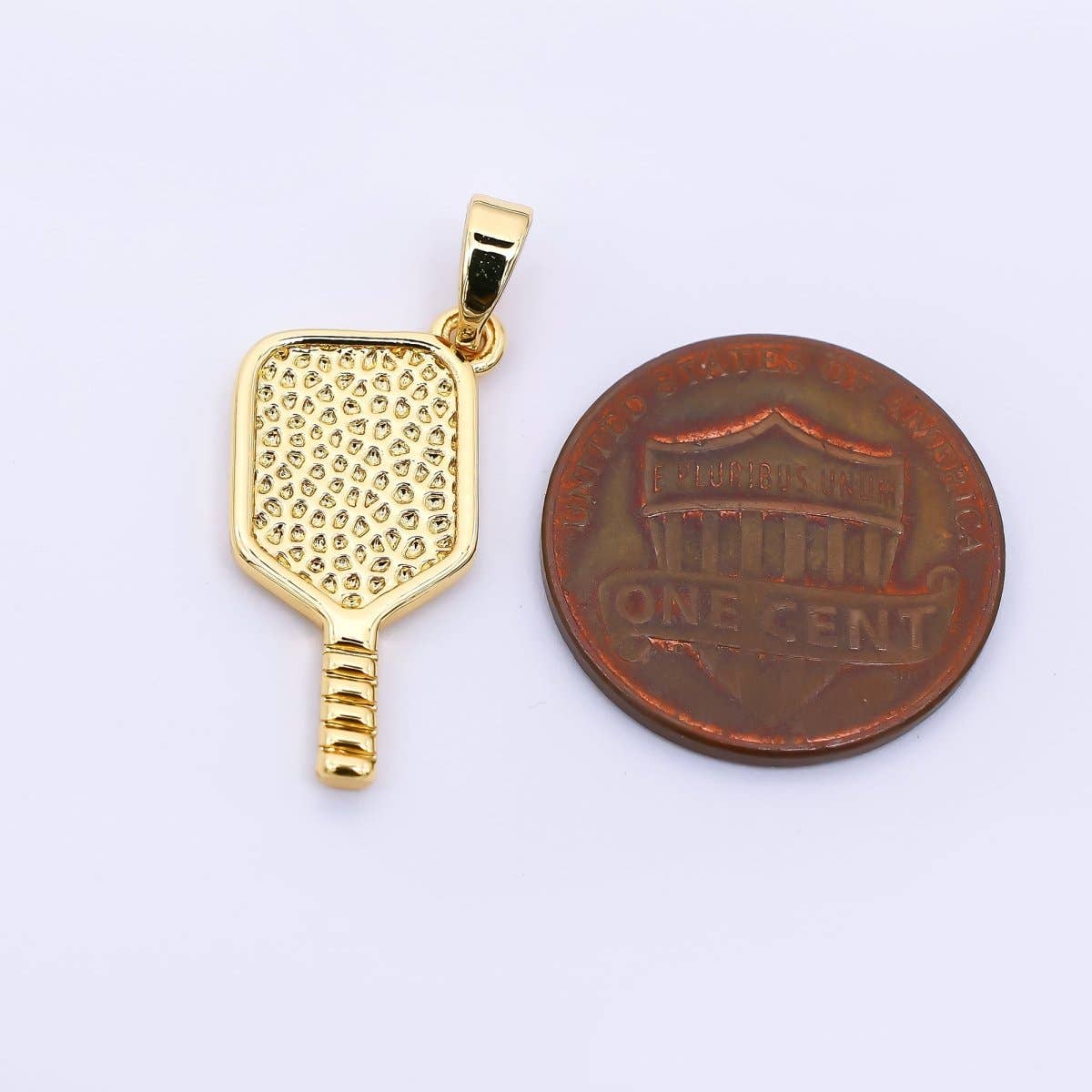 24K Gold Filled 21mm Pickleball Paddle Racket Sport Charm | AH-477