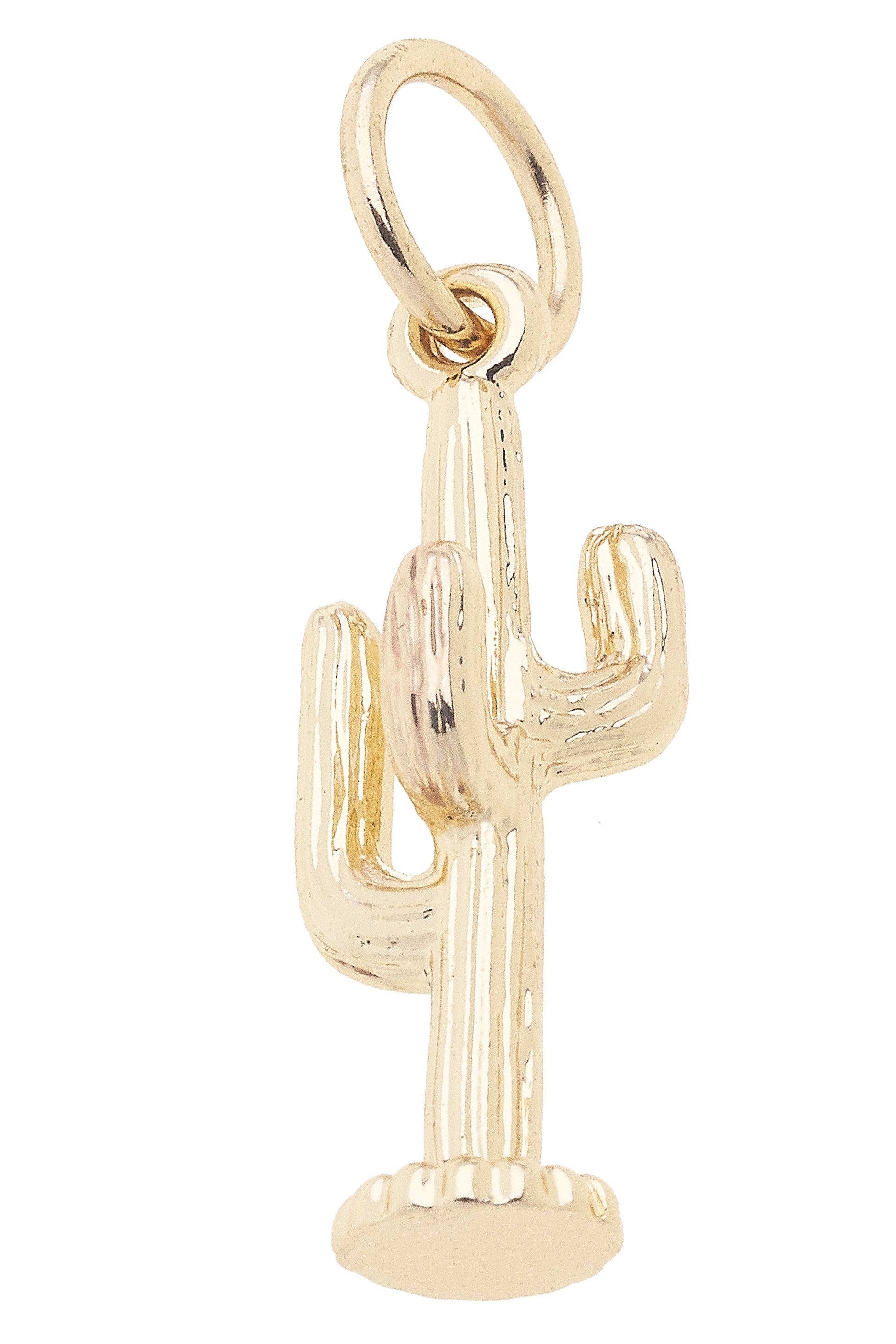 Golden Cactus Charm in Shiny Gold