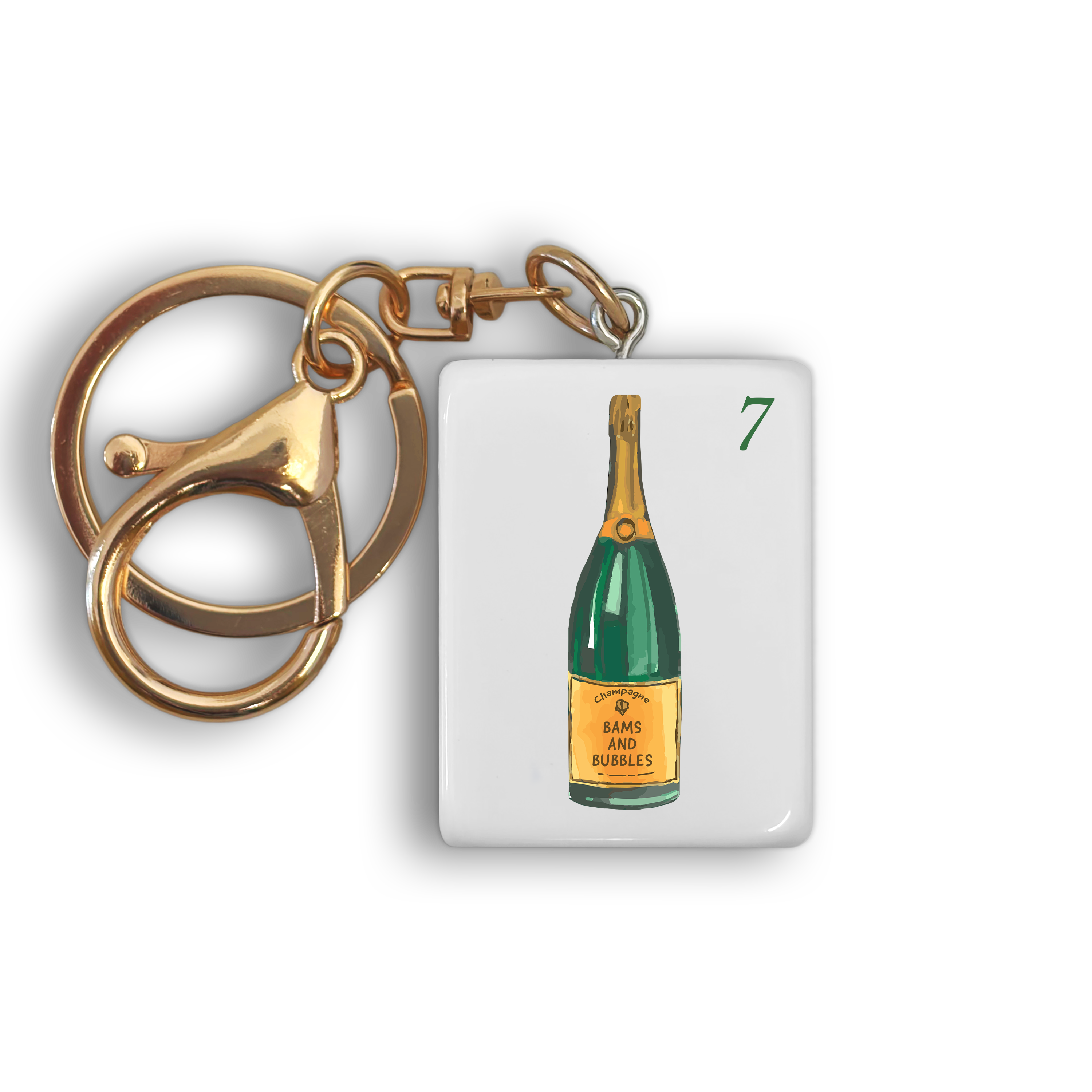 Mahjong Tile Keychain - Champagne Bottle