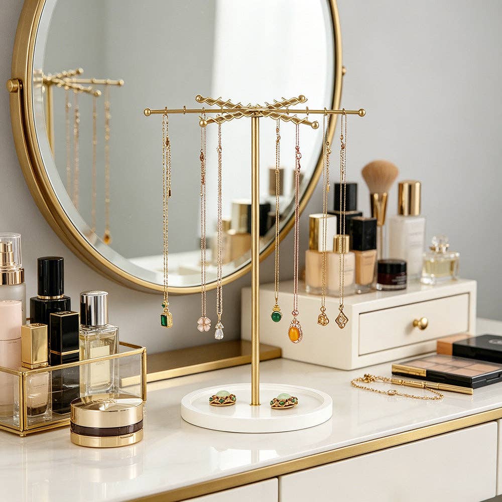 Rotating Jewelry Organizer Stand – 48-Hook Necklace & Bracelet Holder