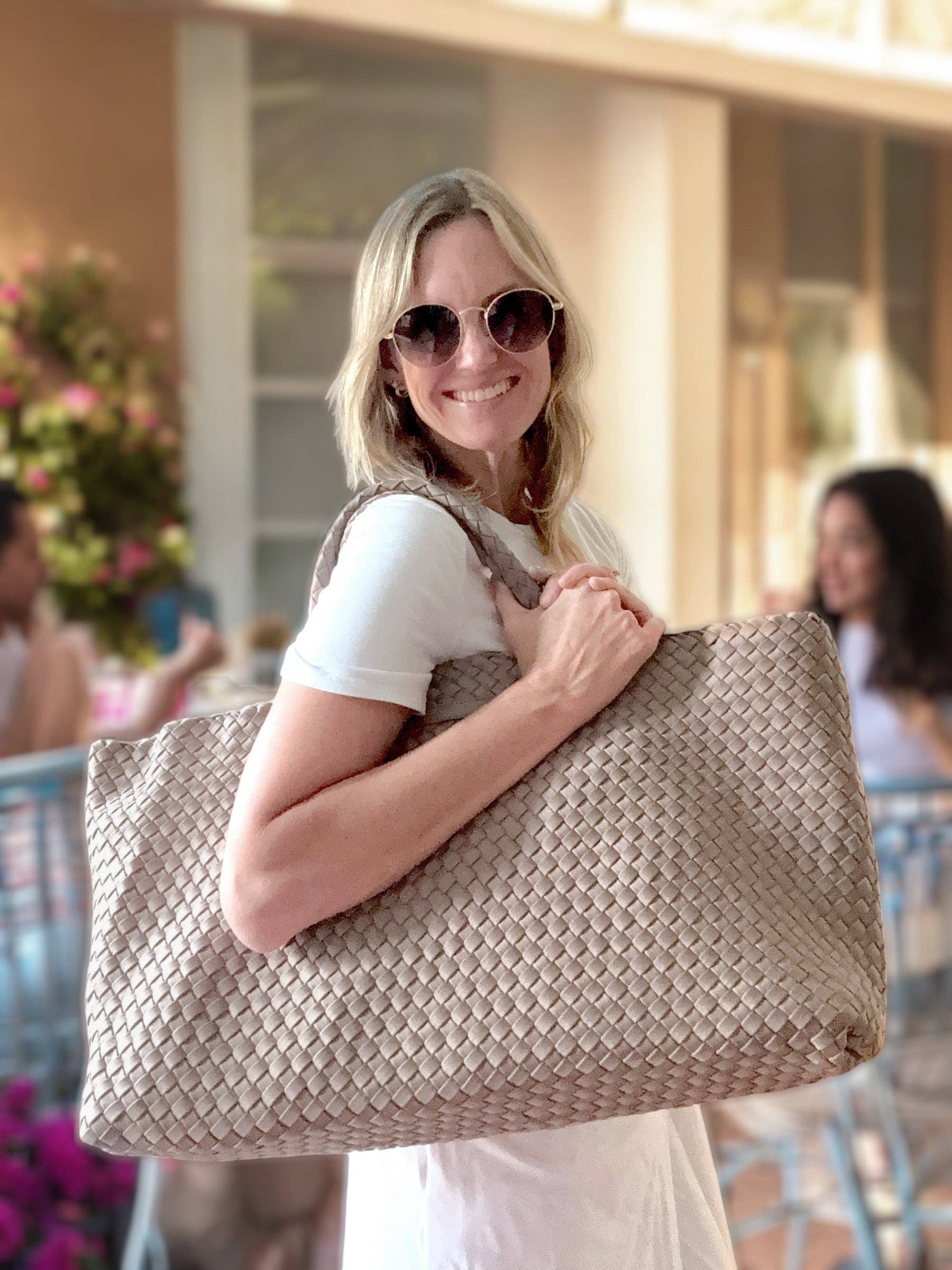 Woven Mahjong Carryall: Bright Pink