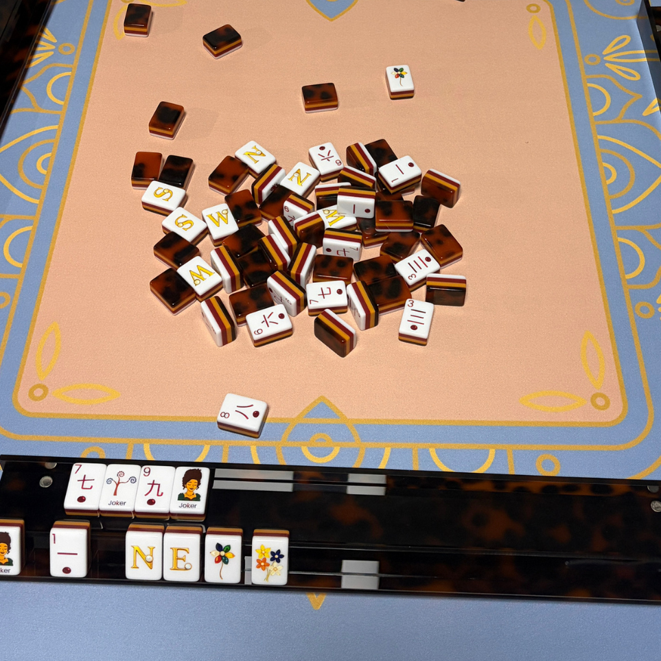 Luxury Handmade Tortoise Shell Acrylic Mahjong Racks and Pushers Set of 4: Tortoise Shell