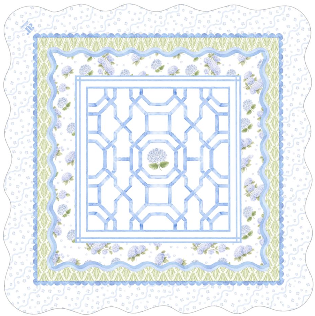 Hamptons Hydrangea Mahjong Mat | The House of Hydrangea Coll: 31.5" Square