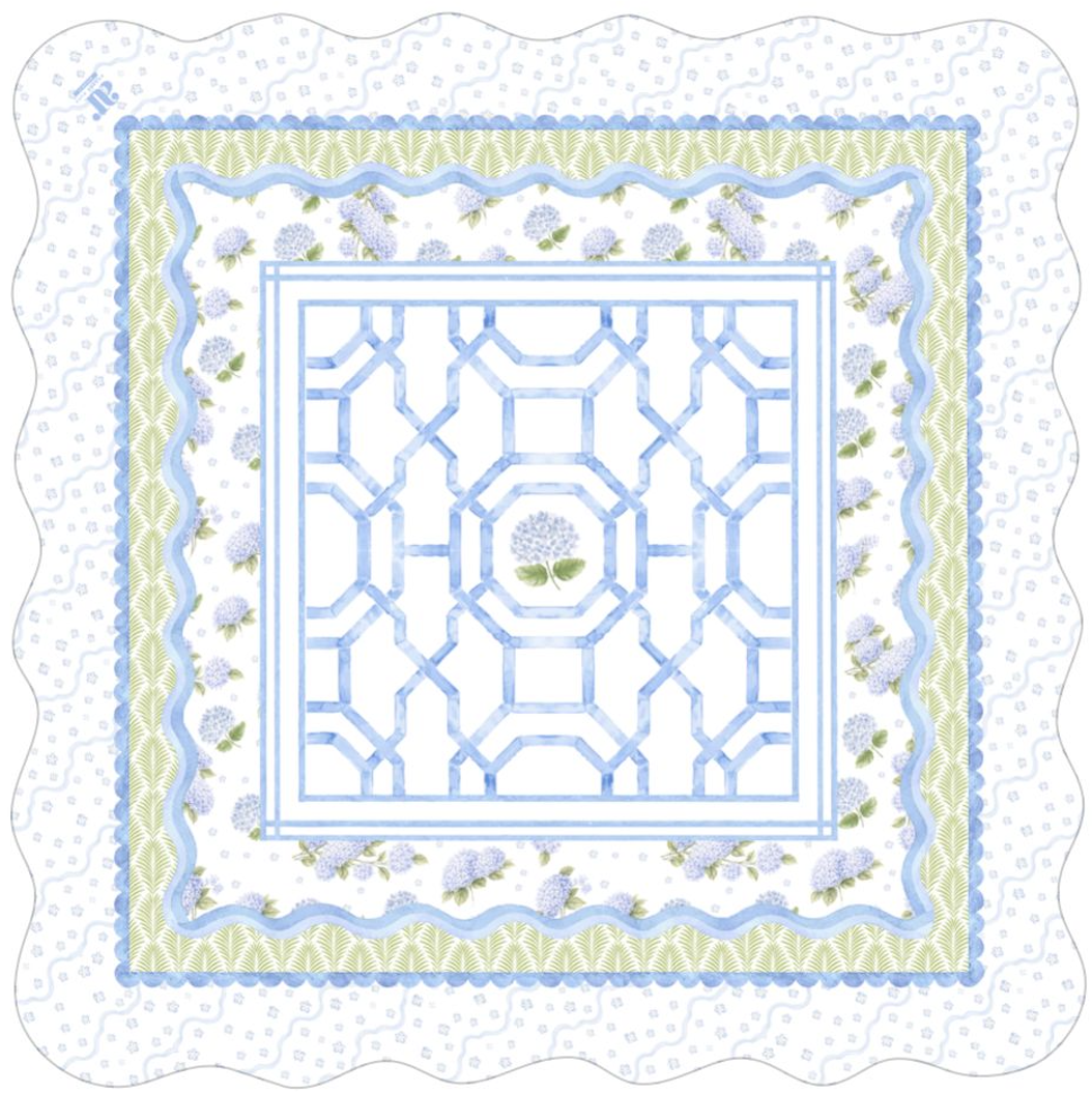 Hamptons Hydrangea Mahjong Mat | The House of Hydrangea Coll: 31.5" Square