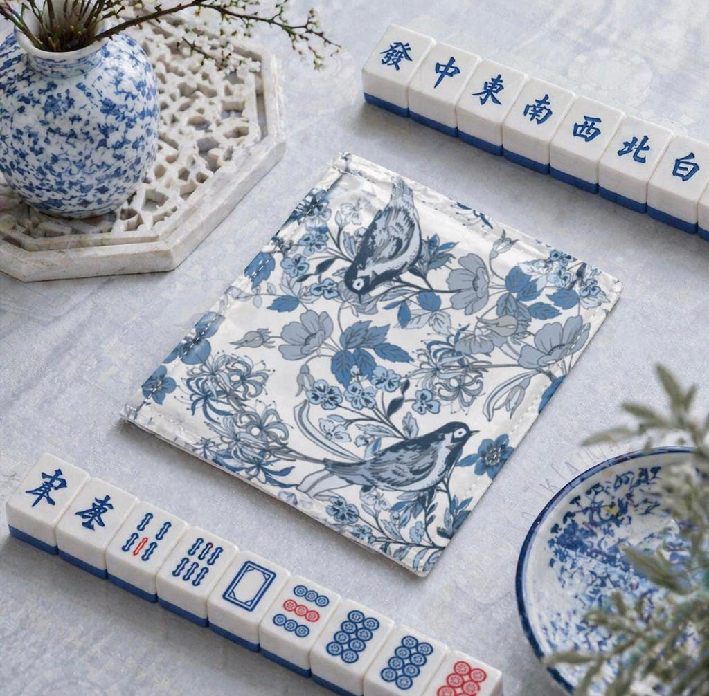 Mahjong Card Cover: Blue Songbird