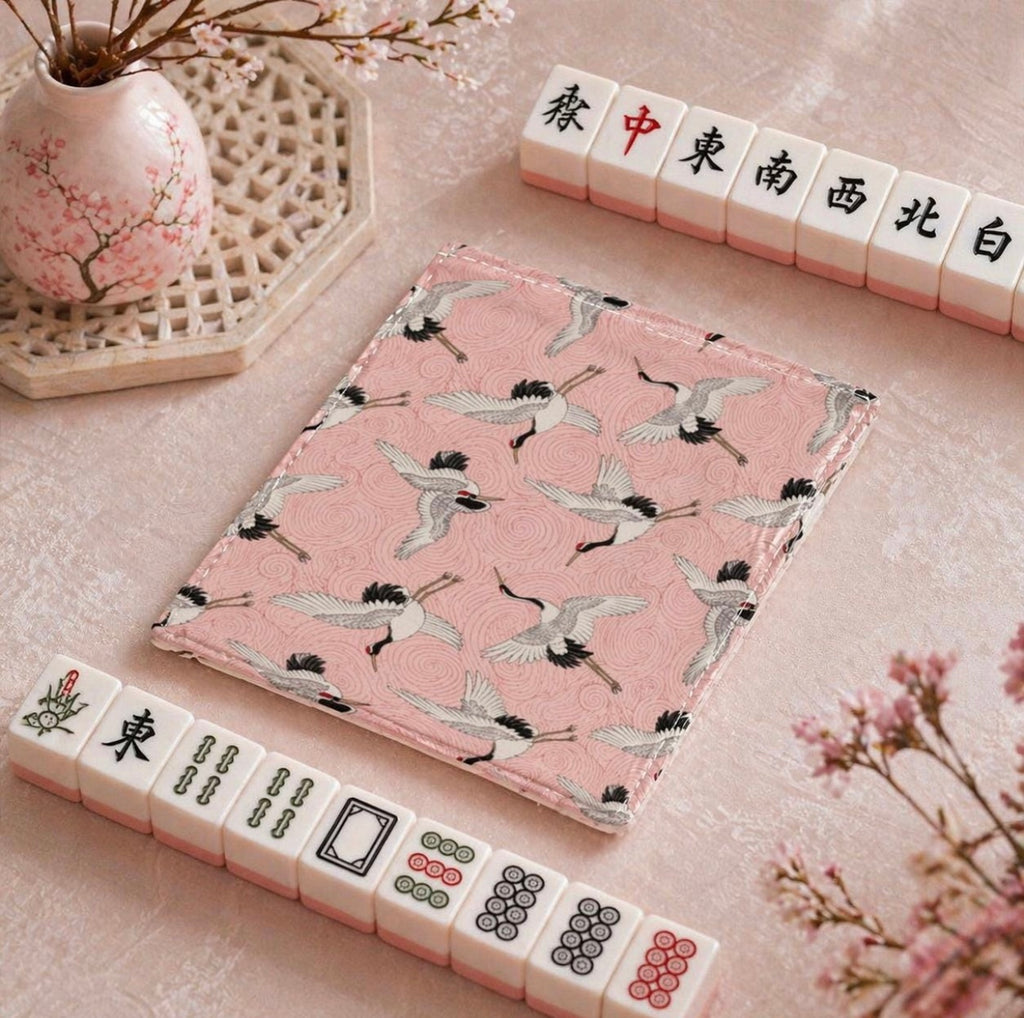 Mahjong Card Cover: Pink Crane