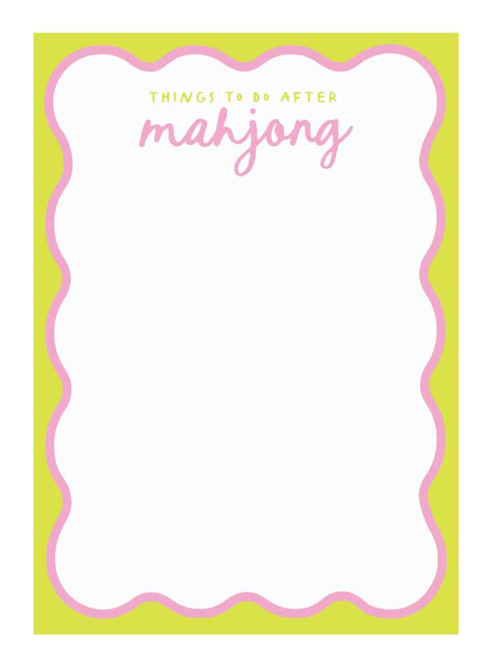 Things To Do After Mahjong Notepad- Blue & Green