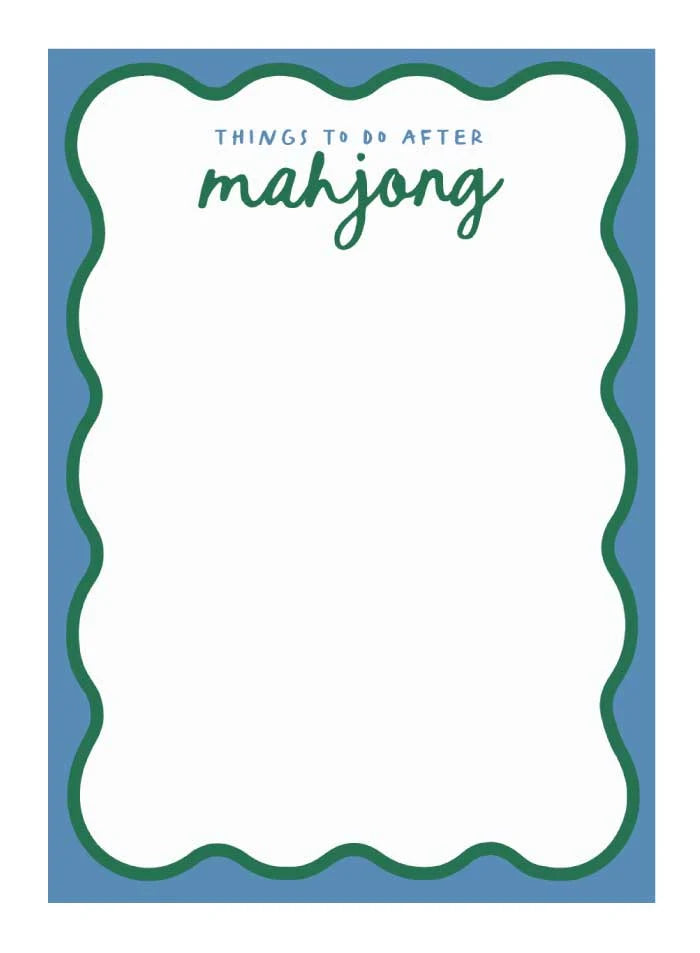 Peace Love Mahjong Things To Do After Mahjong Blue & Green Notepad
