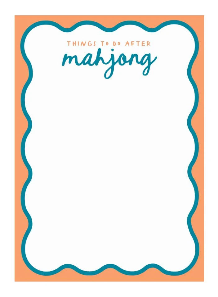 Peace Love Mahjong Things To Do After Mahjong Peach & Teal Notepad