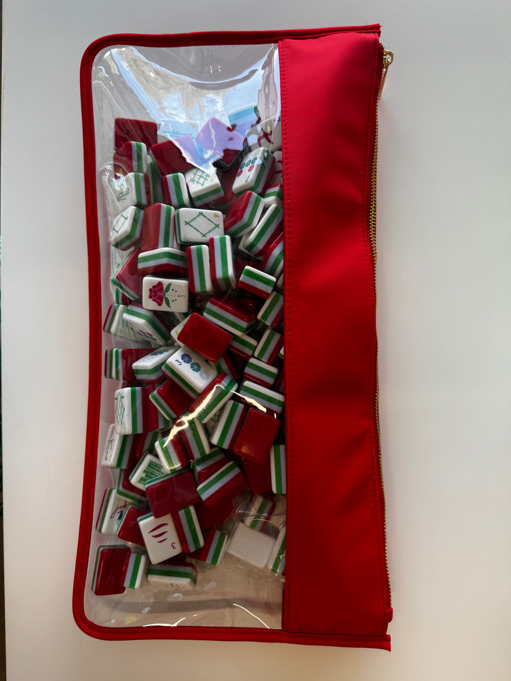 Clear Mahjong Tiles Bag (Red)