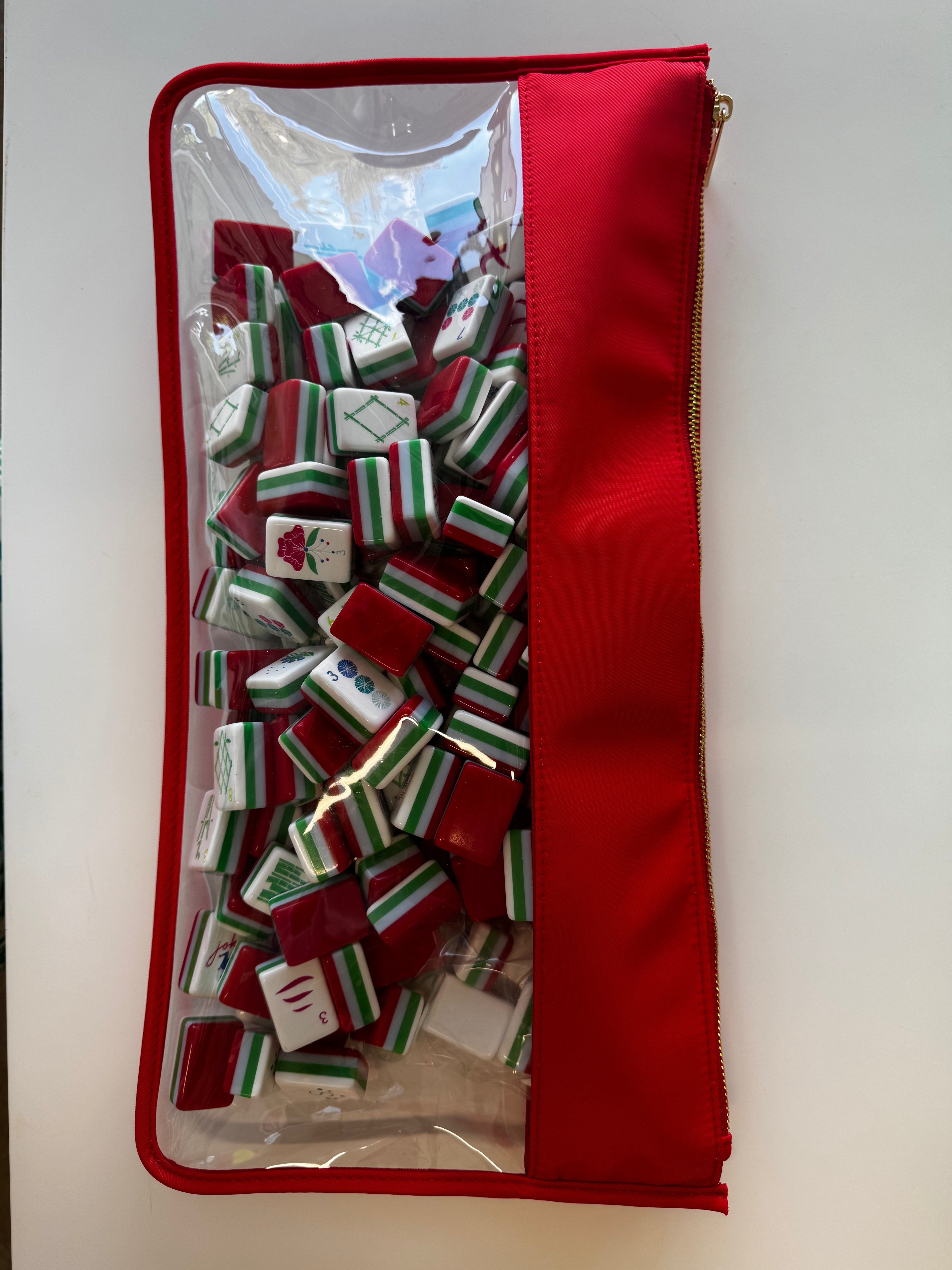 Clear Mahjong Tiles Bag (Red)