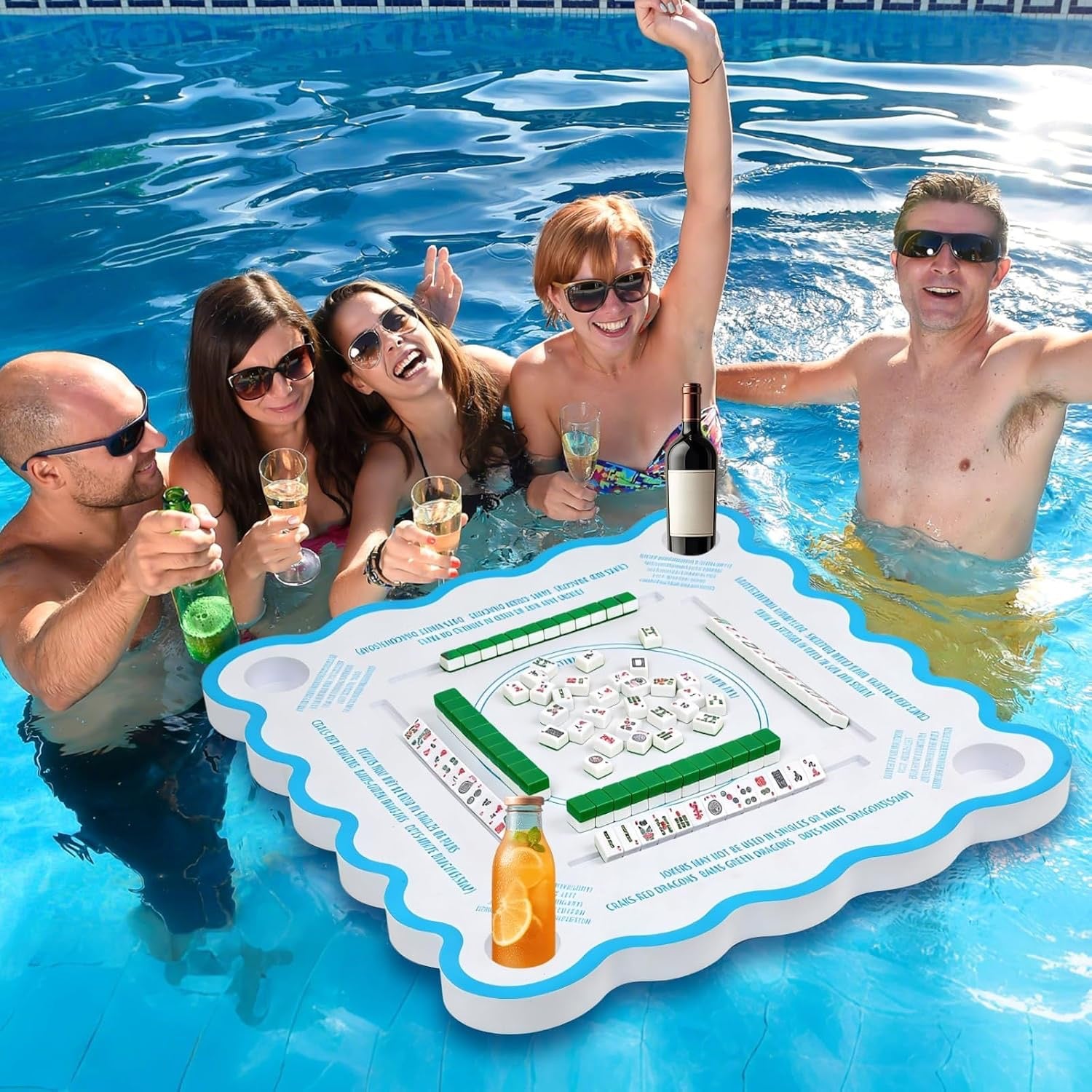 Floating Mahjong Table White and Blue