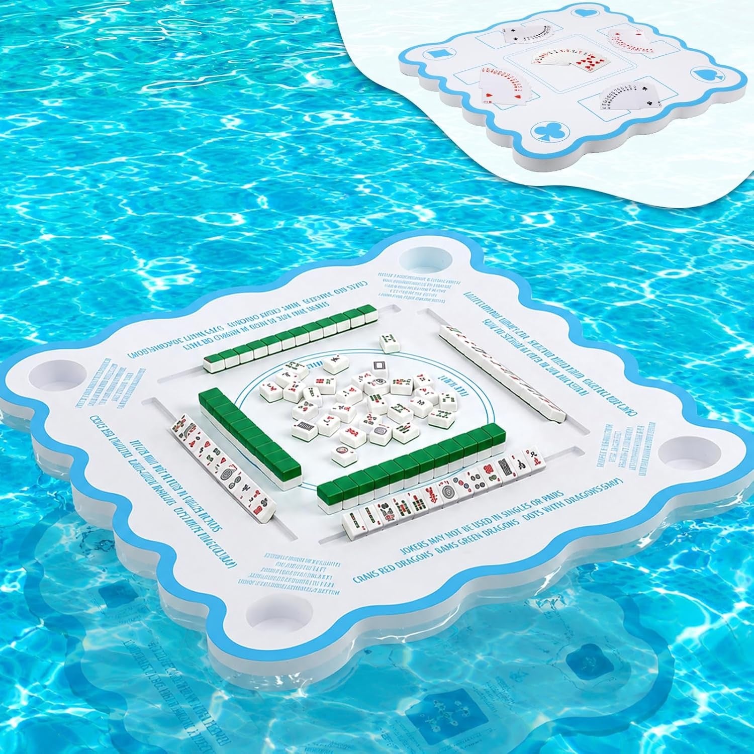 Floating Mahjong Table White and Blue