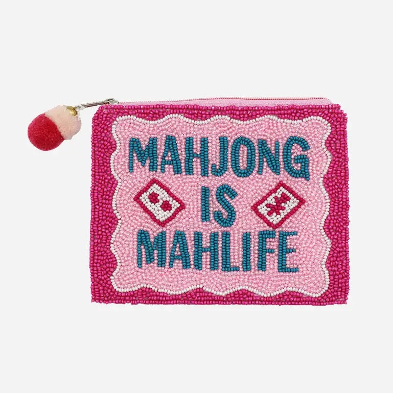Mahjong is Mahlife Beaded Coin Purse