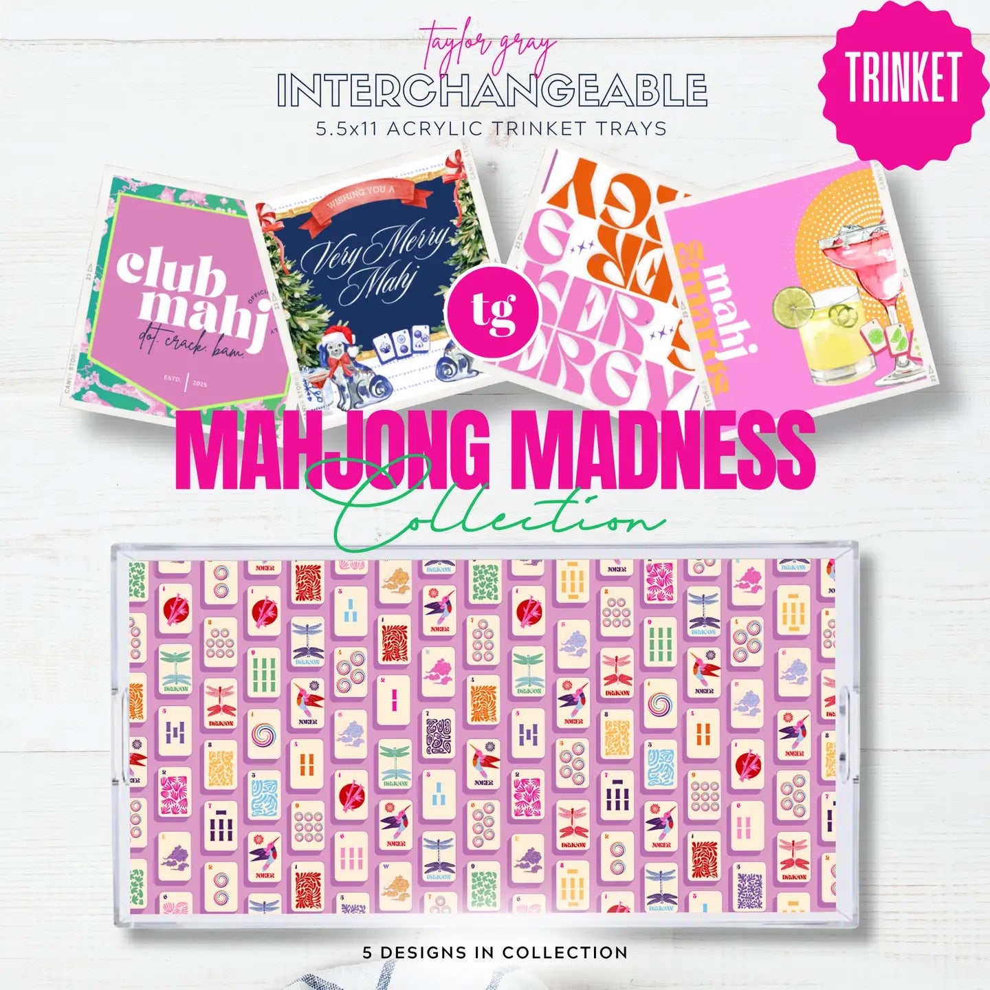Mahjong Madness Vol 1 Trinket Tray Insert Set of 5