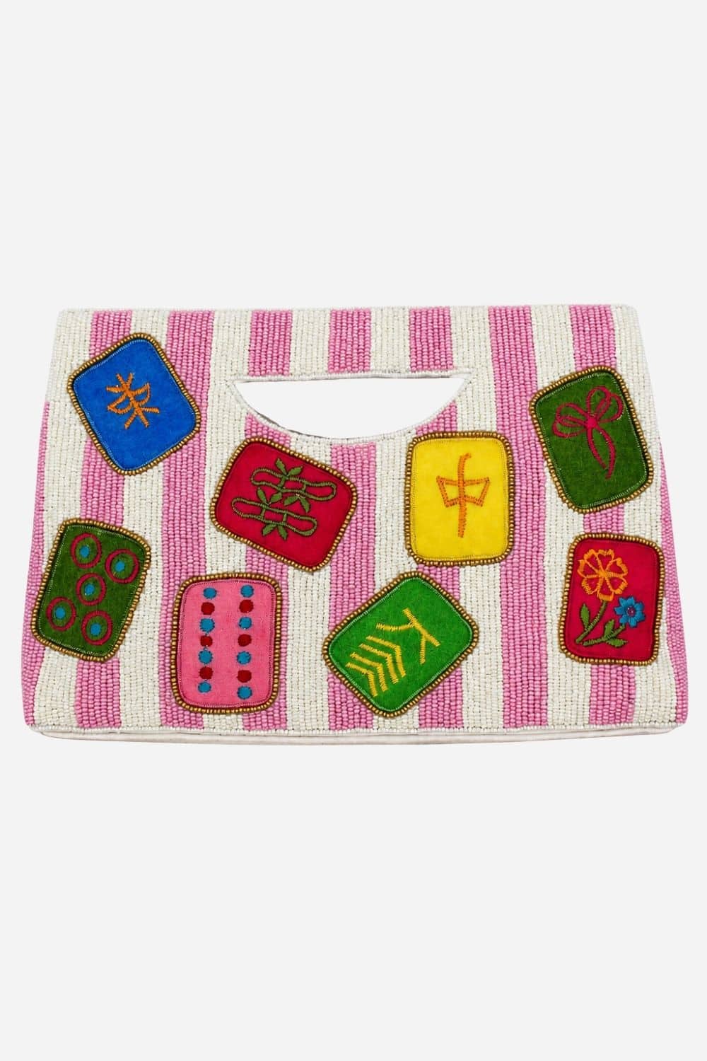 Mahjong Tile  Striped Beaded Clutch
