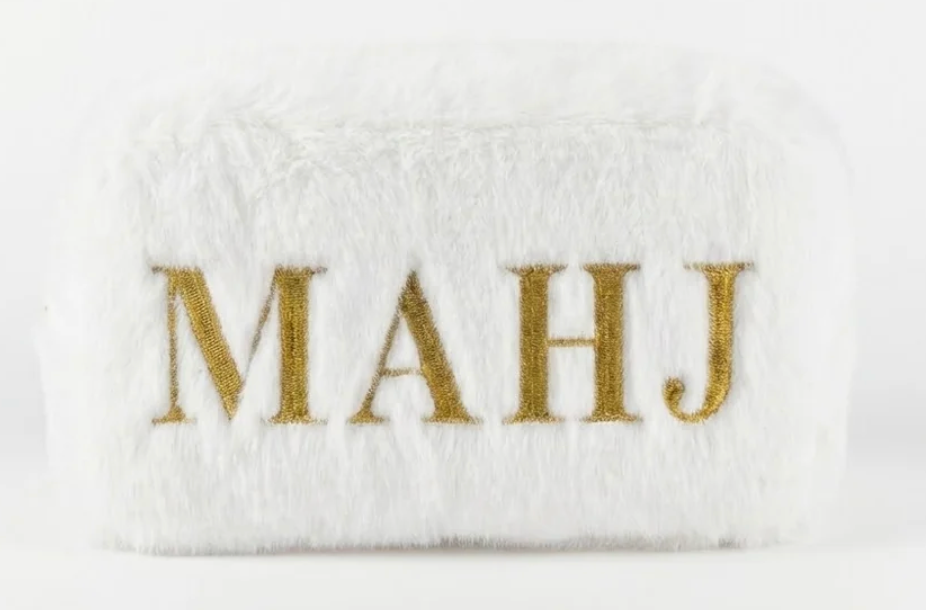 Mahjong Tile Bag in Faux Fur (White) by Rack It! Mahjong