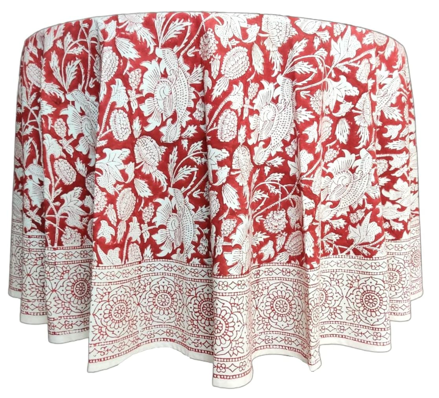 Handblock Print 90" Floral Tablecloth