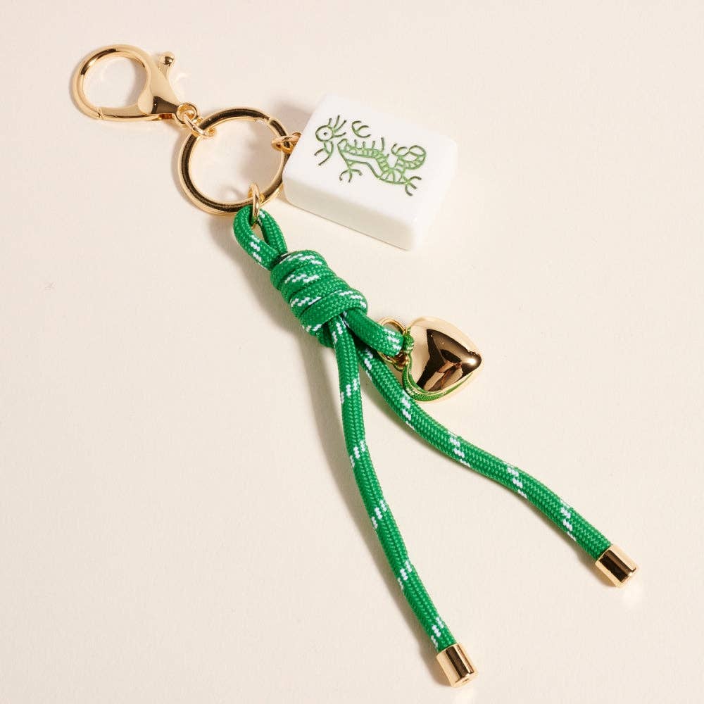 Mahjong Tile Puffy Heart Cord Keychain Bag Charm: Pink / ONE