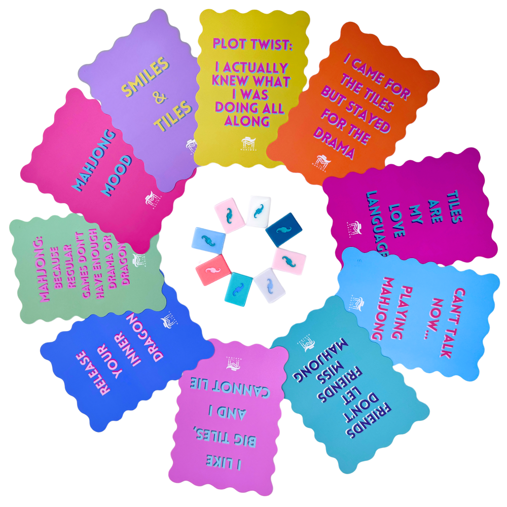 My Fair Mahjong “I Like Big Tiles” Pink Scalloped Shuffle Cards