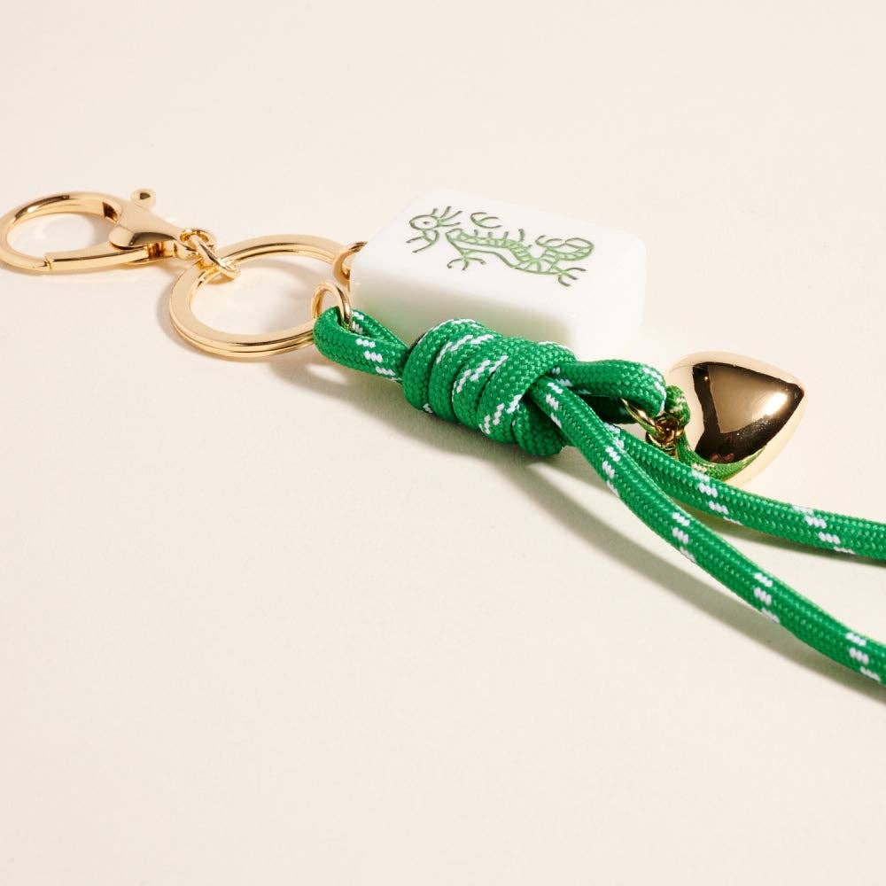 Mahjong Tile Puffy Heart Cord Keychain Bag Charm: Pink / ONE