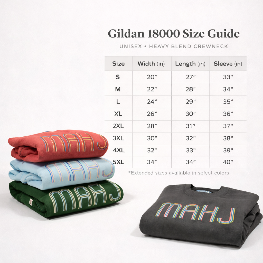 Mahjong Crewneck Sweatshirt with Retro Embroidery: Forrest Green / L