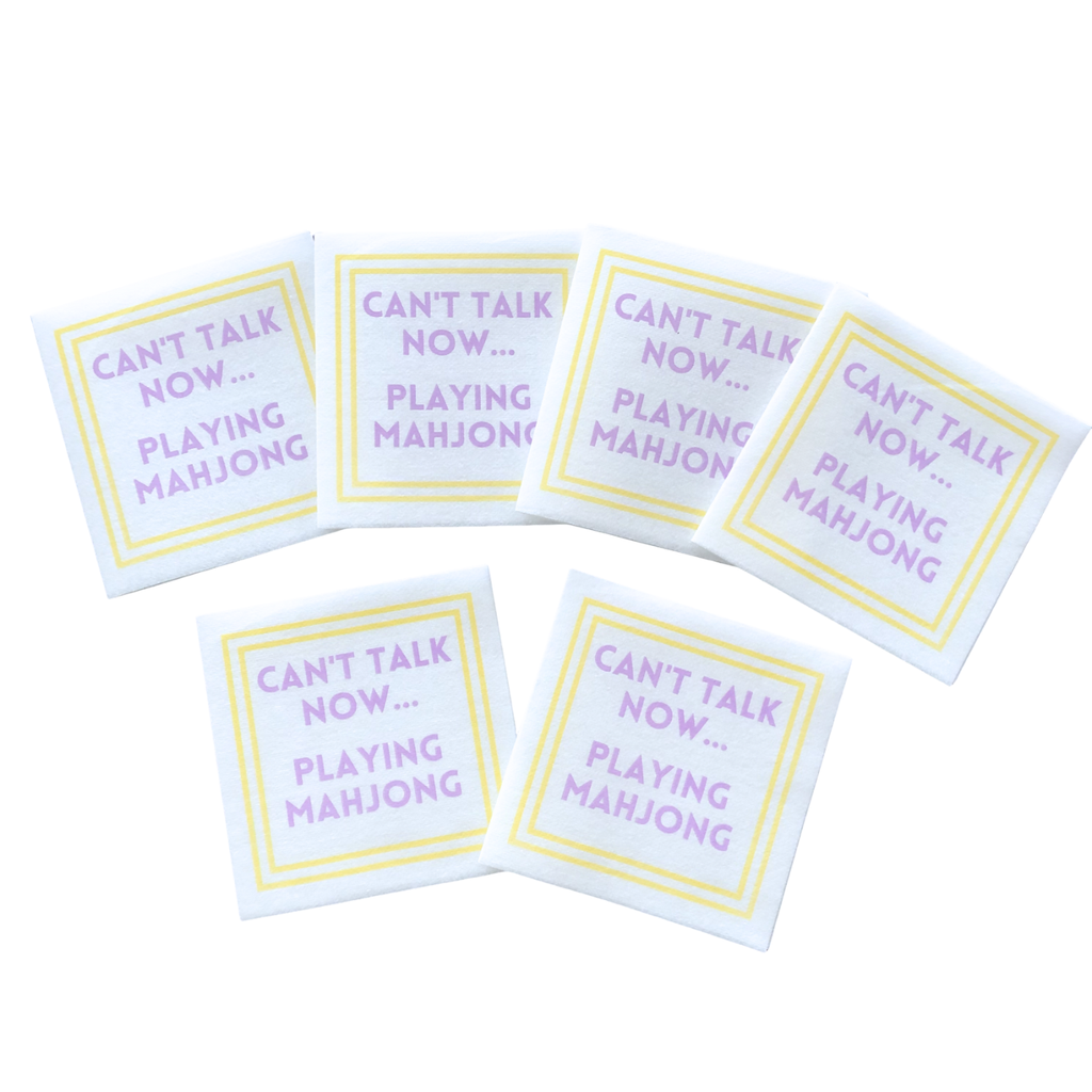 MAHJONG NAPKINS | 5'' x 5'' Luxury, Linen-Feel, Eco-Friendly: 09- Friends Don't Miss Mahjong