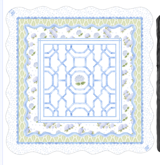 Hamptons Hydrangea Mahjong Mat | The House of Hydrangea Coll: 31.5" Square