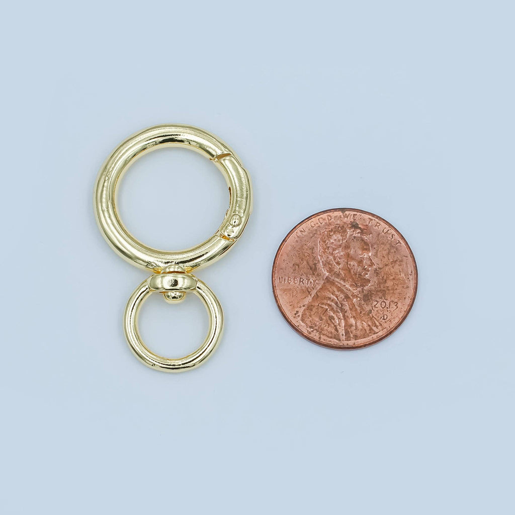 24K Gold Filled Round Push Gate Swivel Bag Charm Finding | Z1143