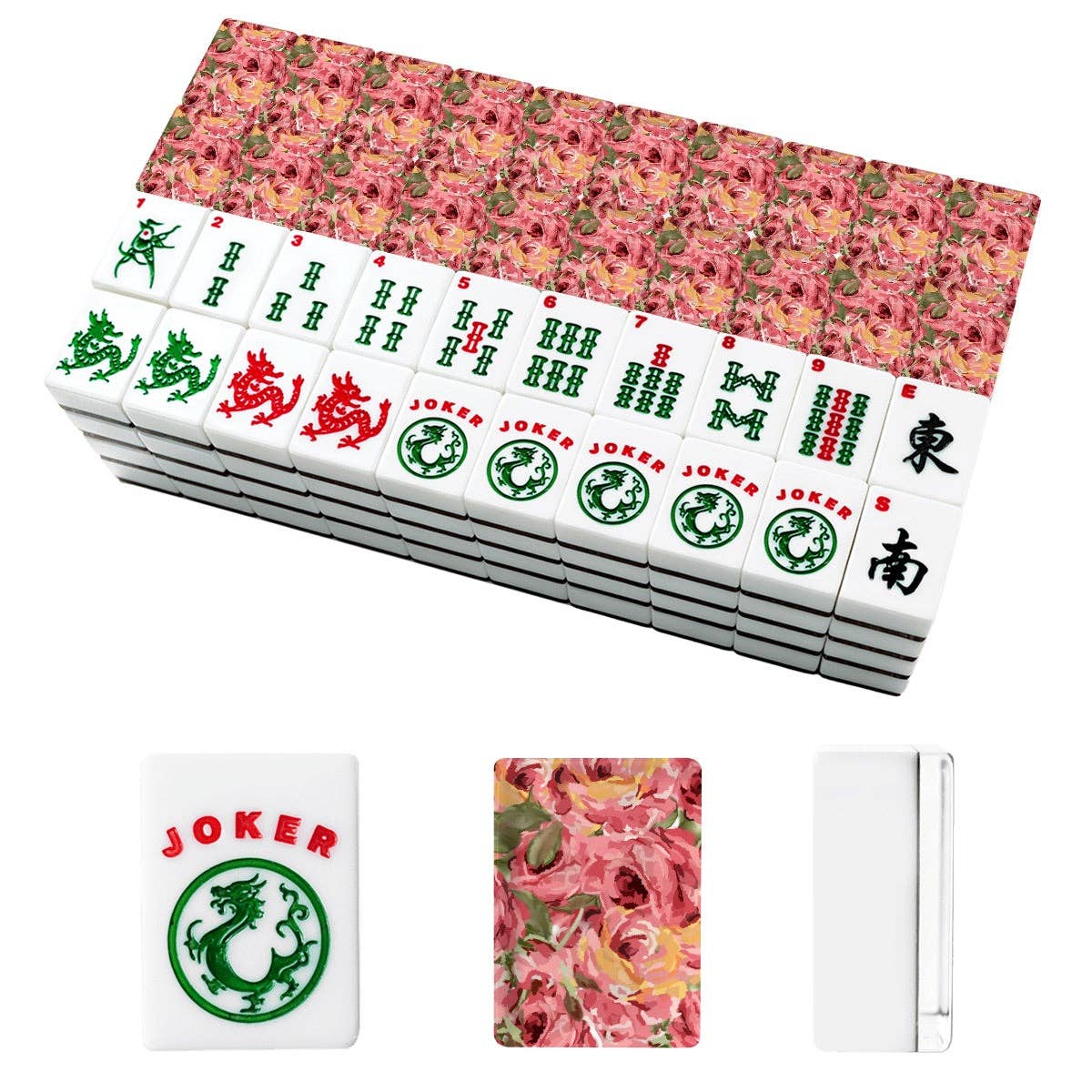 Hand painted Roses American Mahjong Tiles: Bag Set