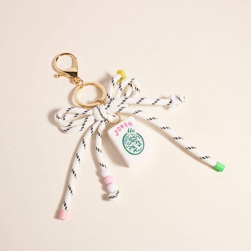 7 Inch Mahjong Joker Tile Cord Keychain Bag Charm: White / ONE