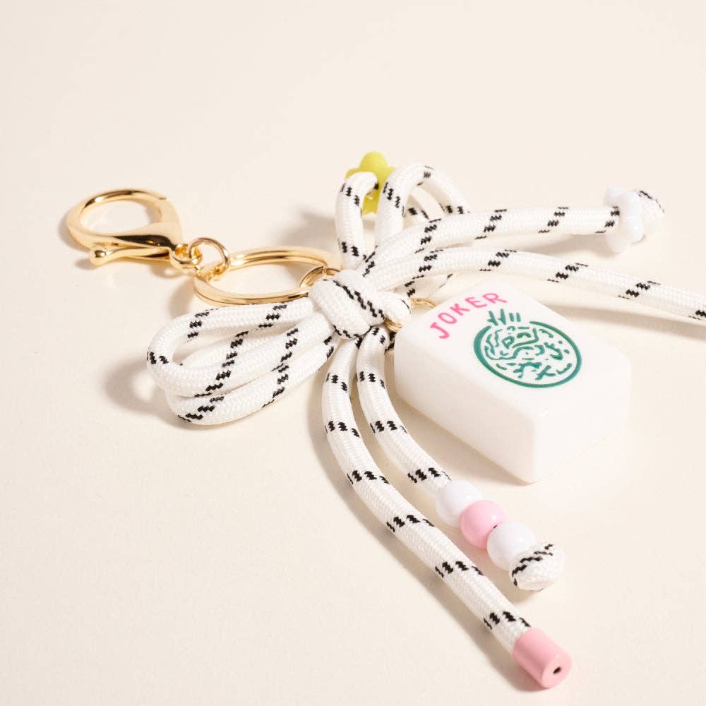7 Inch Mahjong Joker Tile Cord Keychain Bag Charm: White / ONE