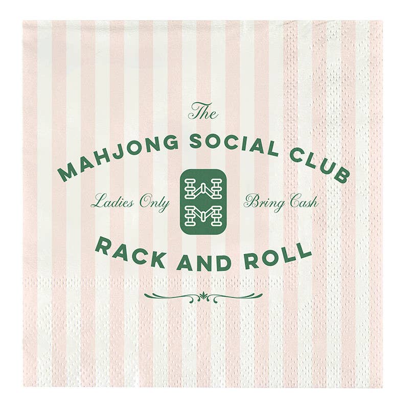 Ceramic Napkin Tray + Napkins - Mahjong Social Club: 5" L x 5" W