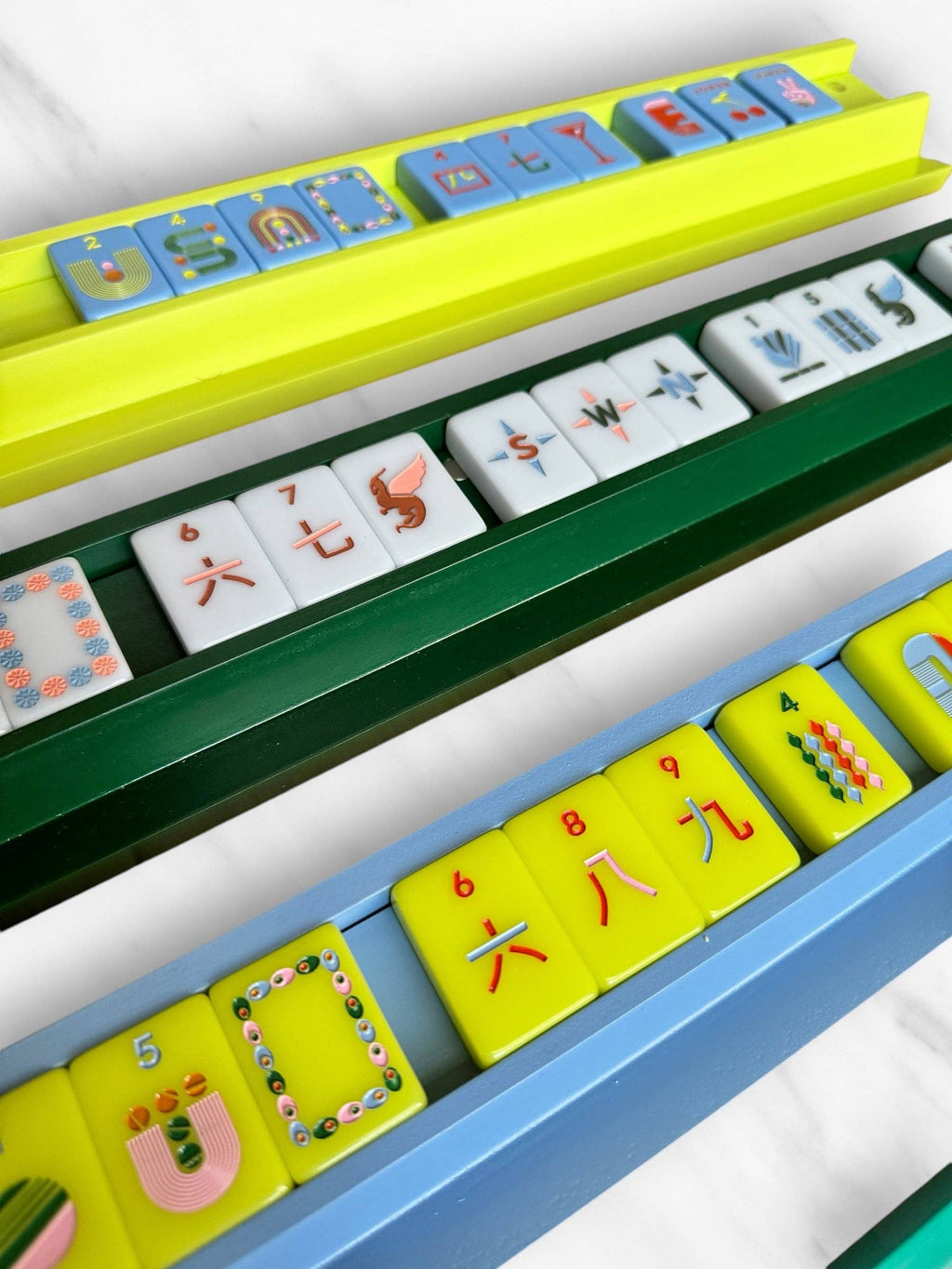 Mahjong Racks & Pushers (Set of 4): French Blue