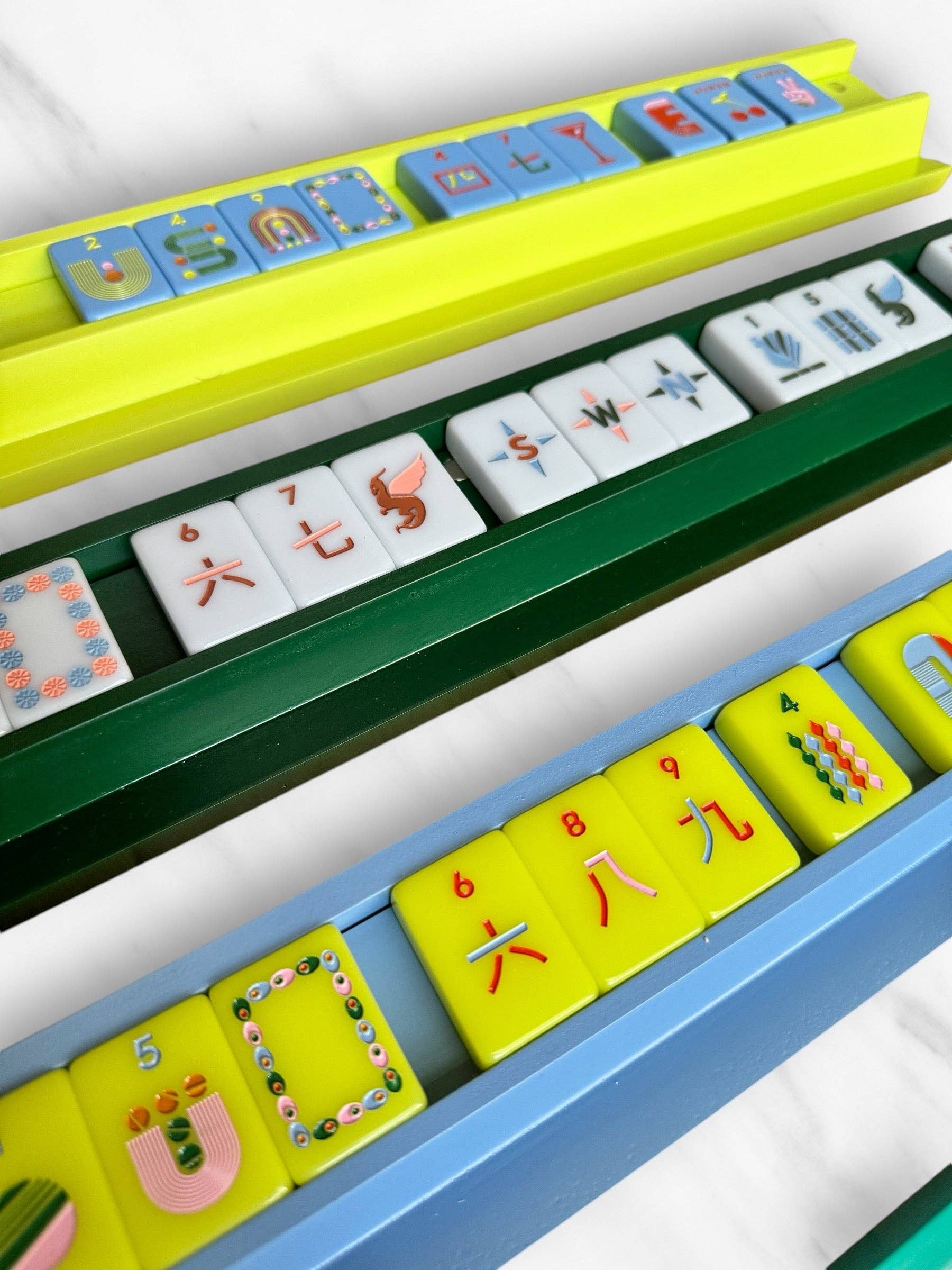Mahjong Racks & Pushers (Set of 4): French Blue