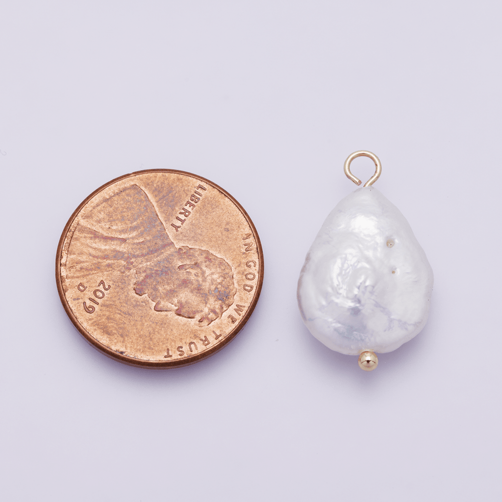 18K Gold Filled 16mm Freshwater Pearl Teardrop Handmade Charm | P01955