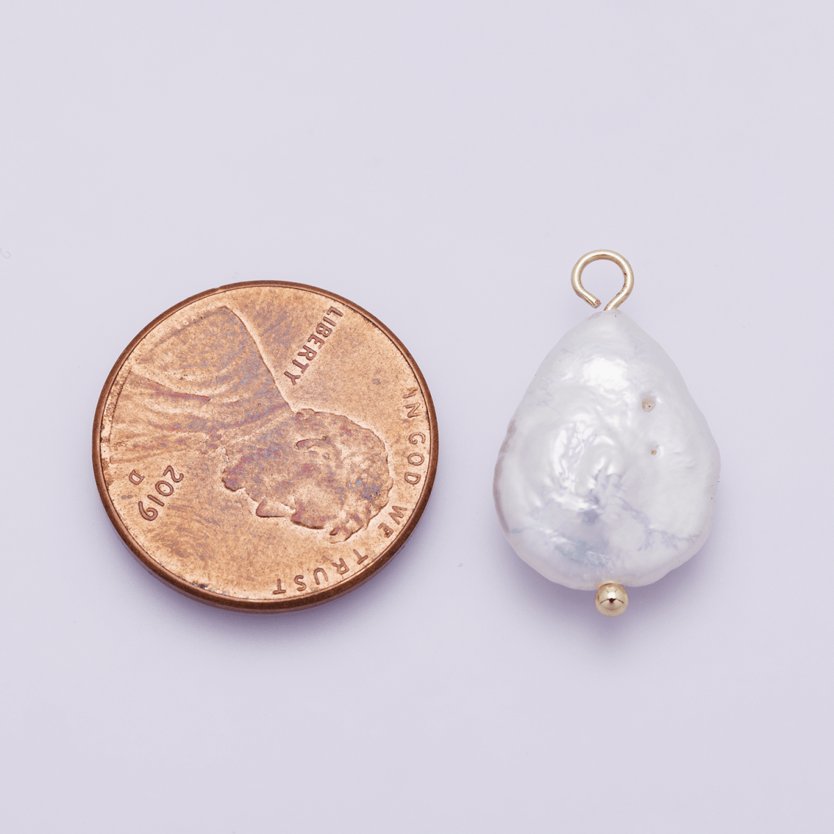 18K Gold Filled 16mm Freshwater Pearl Teardrop Handmade Charm | P01955