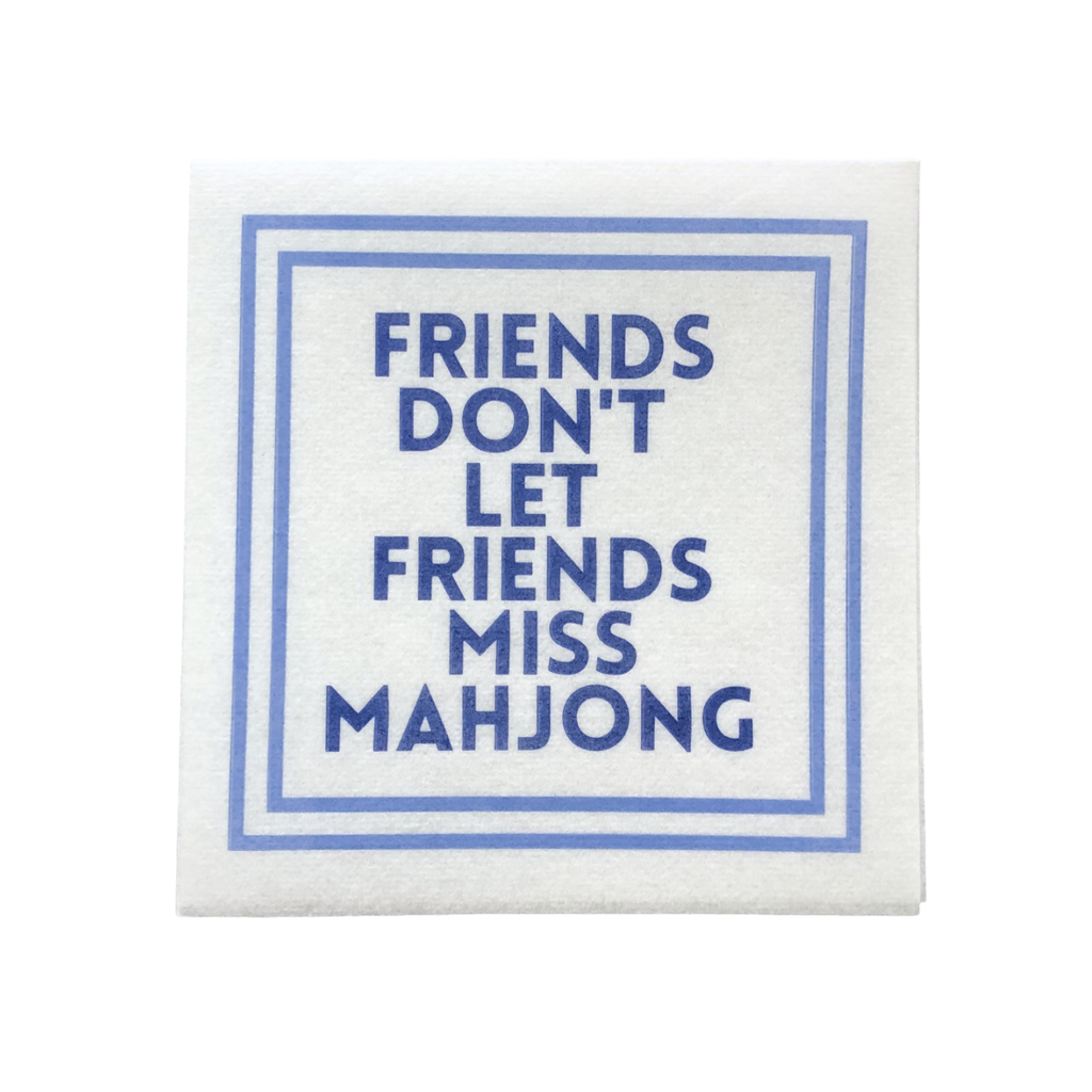 MAHJONG NAPKINS | 5'' x 5'' Luxury, Linen-Feel, Eco-Friendly: 09- Friends Don't Miss Mahjong