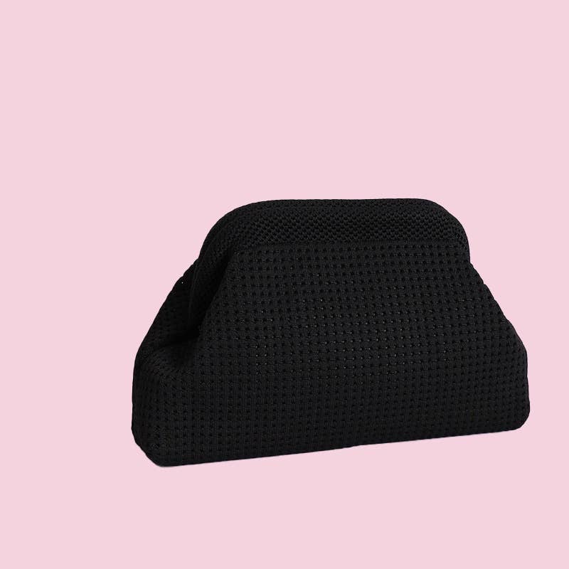 Clutch Bag Black Wave Knit