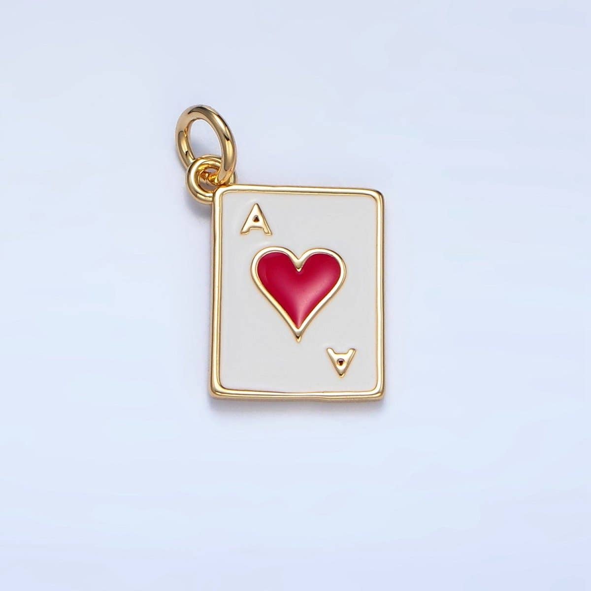24K Gold Filled Ace Playing Cards Enamel Mini Charm | X879 - X882: Heart