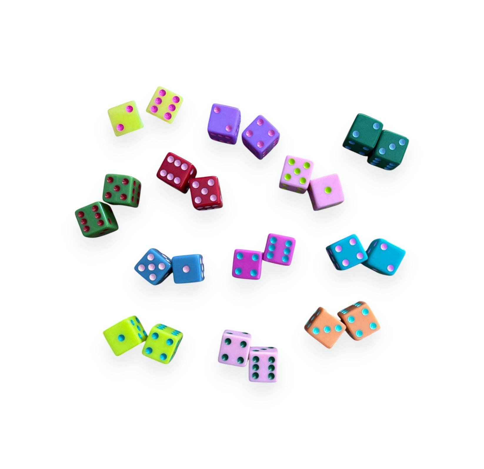 Dice (set of 2): Light Pink with Dark Green